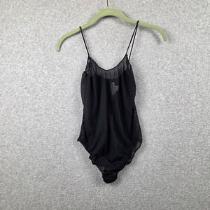 Vintage Lady Lynne Teddy Womens Medium Black Sheer Mesh Lingerie USA Stretch